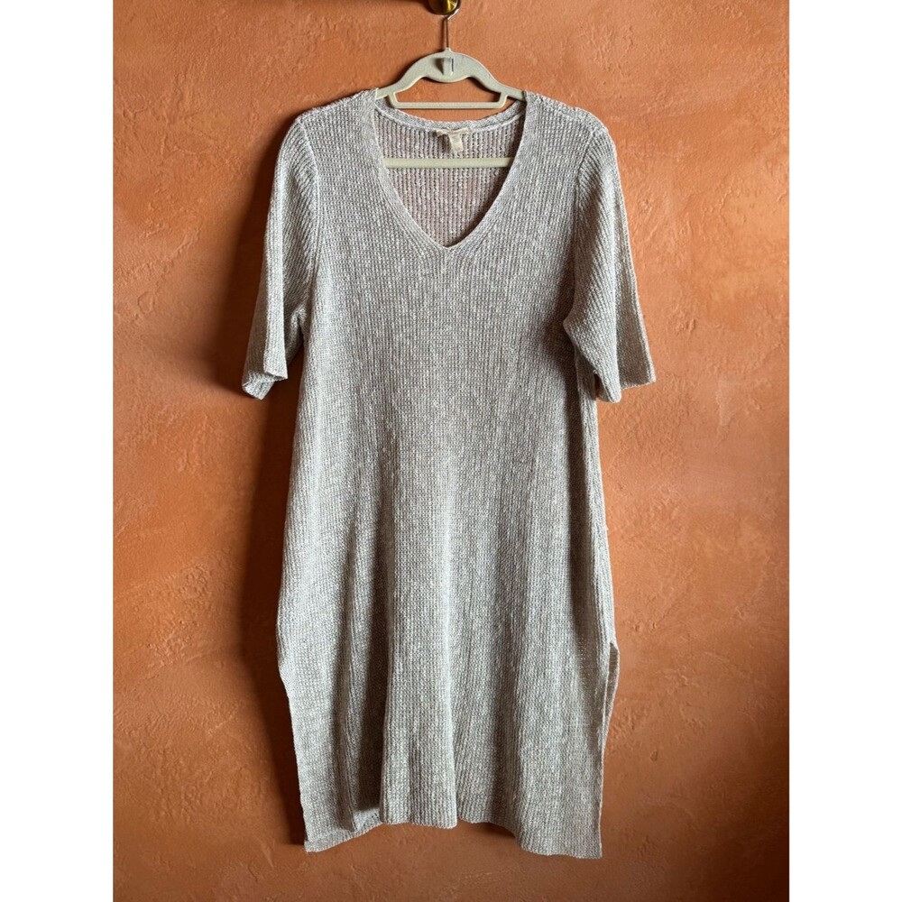 Eileen Fisher Organic Linen Blend Open Knit Dress L